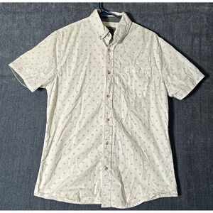 Lee Mens Shirt S Regular Fit Short Sleeve Button Down Geometric Cotton White
